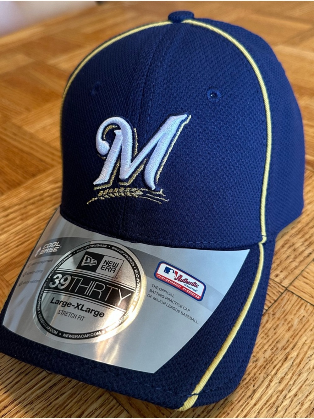Milwaukee Brewers New Era 39THIRTY Stretch Fit Baseball Cap L/XL